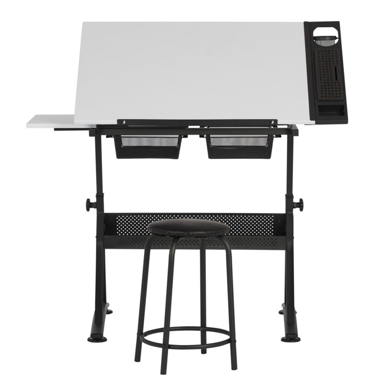 Inbox Zero Crase Height Adjustable Drafting Table and Chair Inbox Zero Crase Height Adjustable Drafting Table and Chair